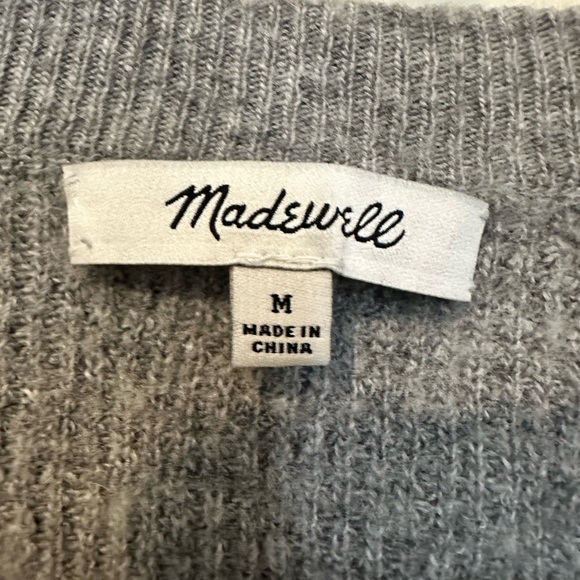 Madewell Gray Alpaca Wool Blend Size Medium High Low Slit Sides Pullover Sweater - Picture 3 of 5